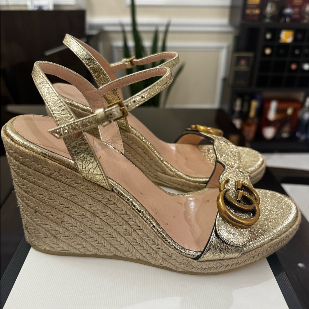 Gucci Aitana GG Wedge Espadrille Sandals - Picture 5 of 7